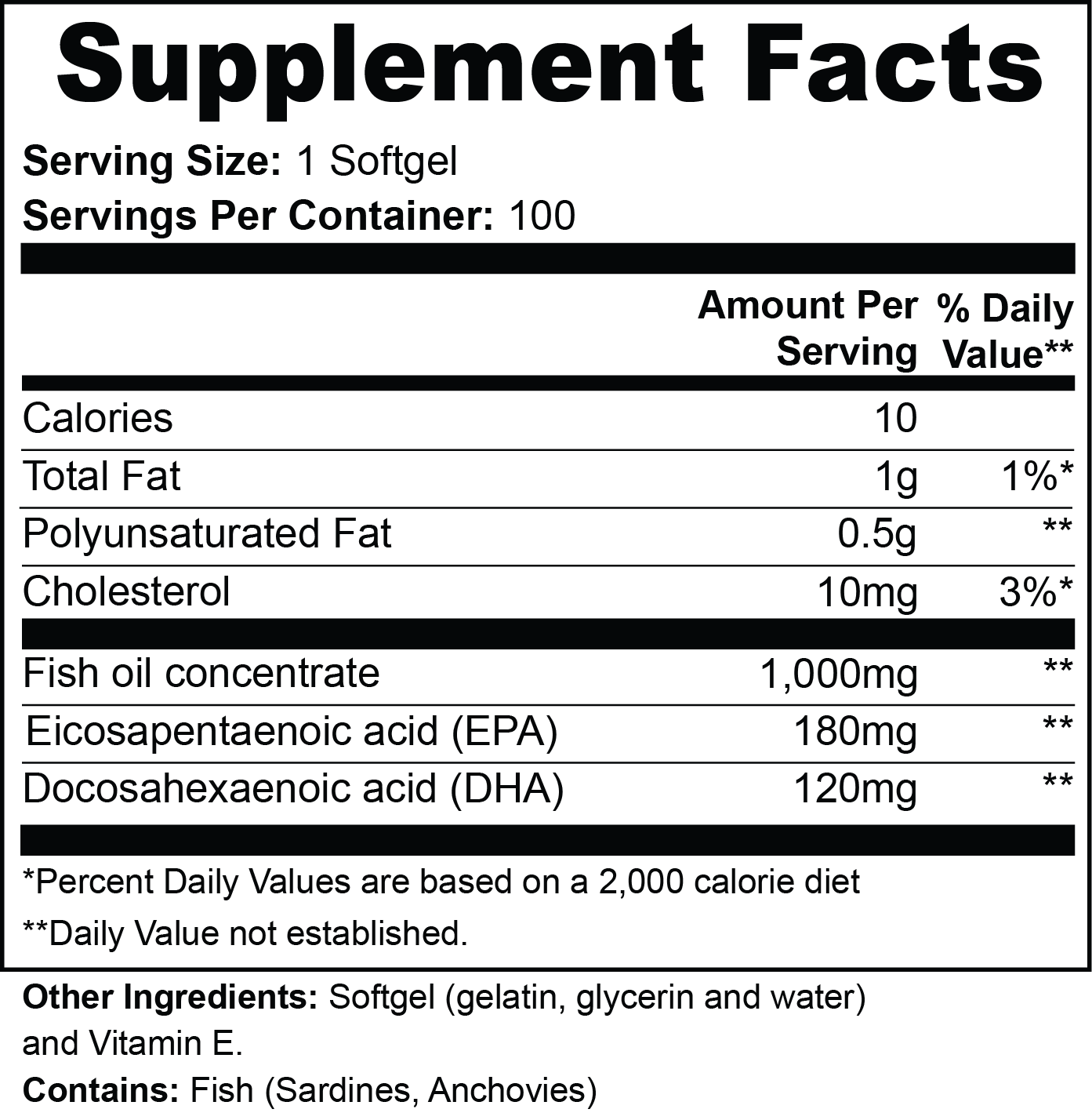 Supplement Facts panel for SUPLUS OMEGA+ showing Omega-3 EPA DHA content